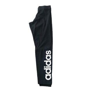 Adidas High Waisted Legging Sz. S Black Large Logo On Calf Stretch Winter